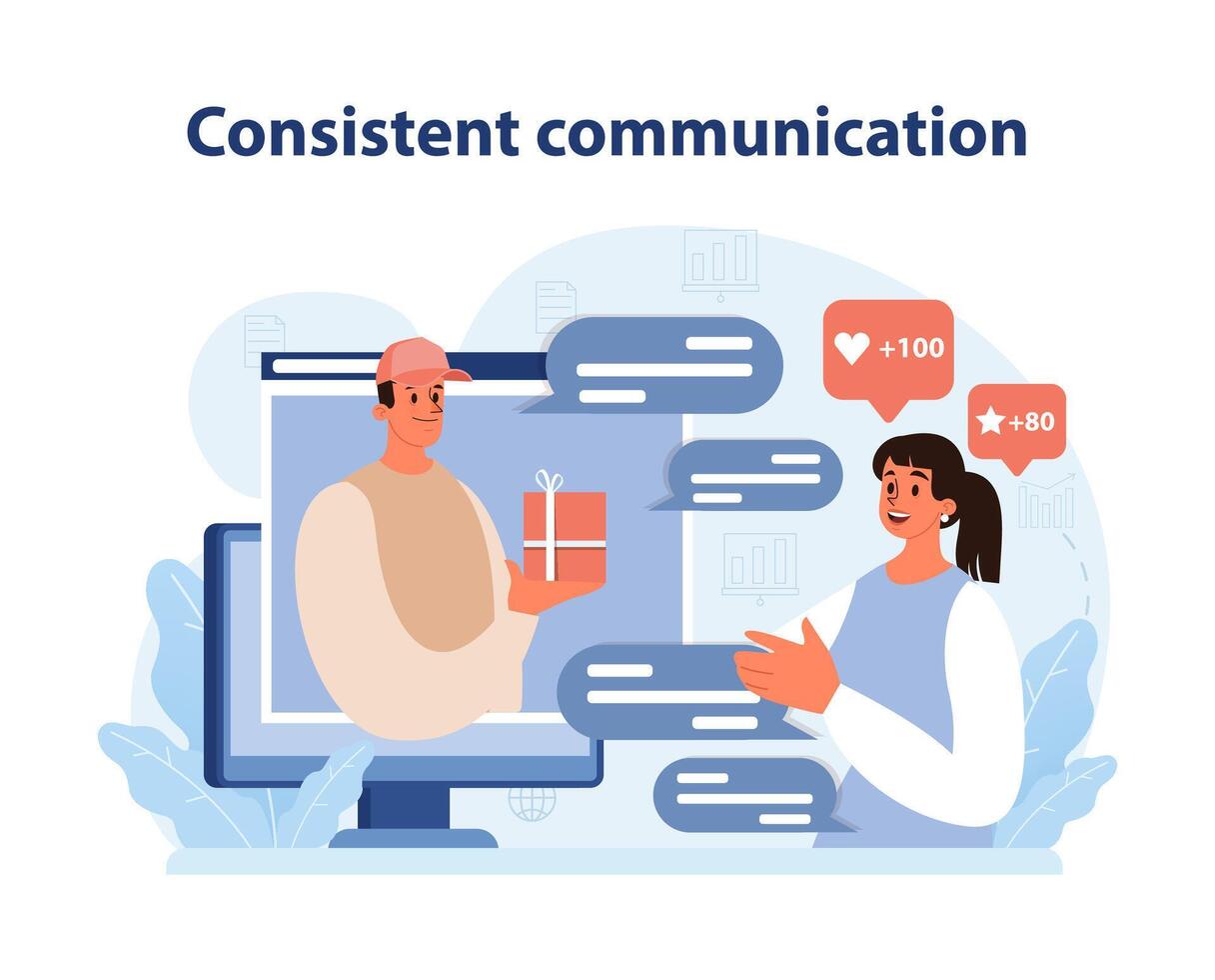 Consistent Brand Communication. An inviting vector illustration portraying the impact of continuous.