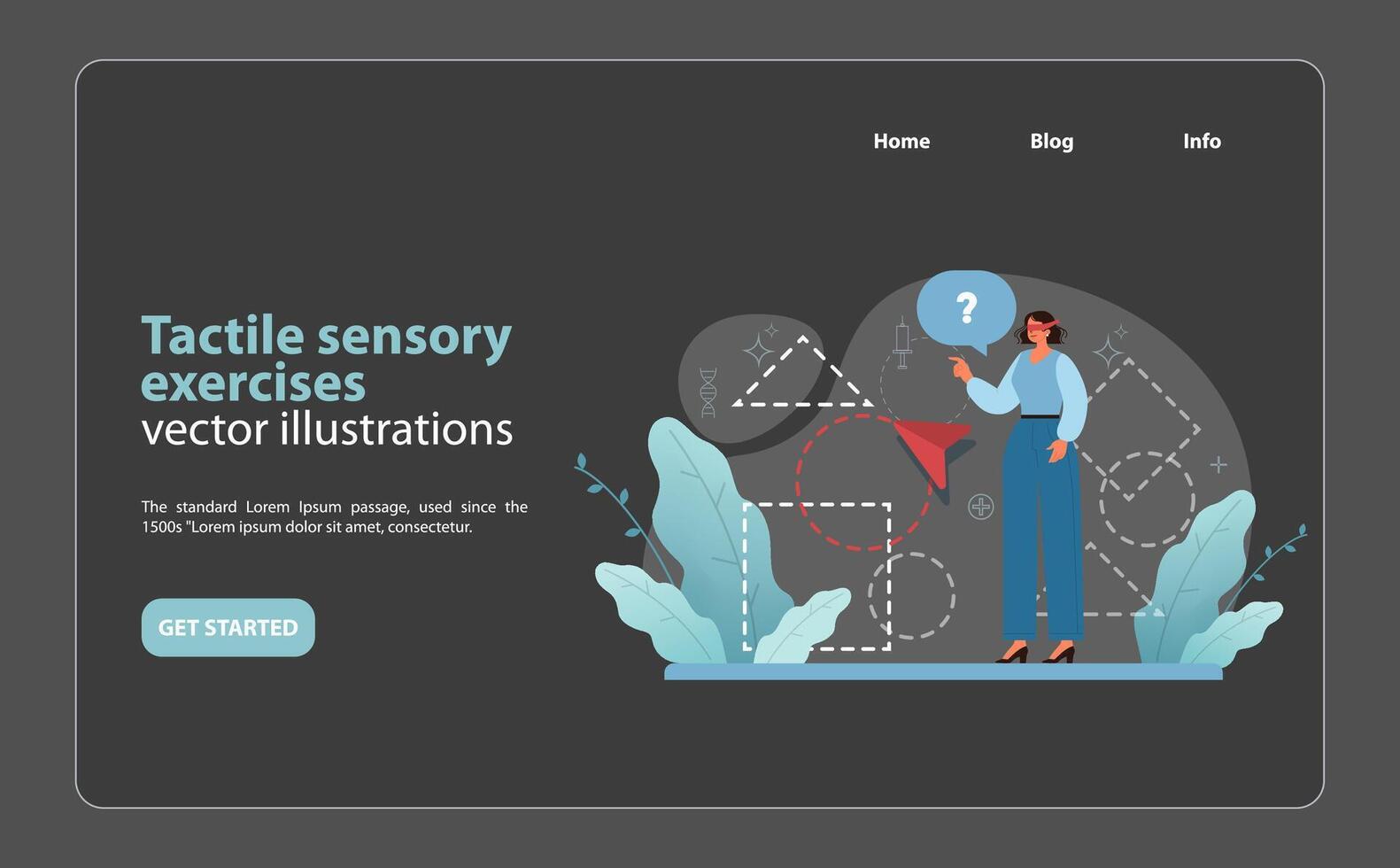 Tactile sensory exercises. Engaging illustration of sensory development. vector