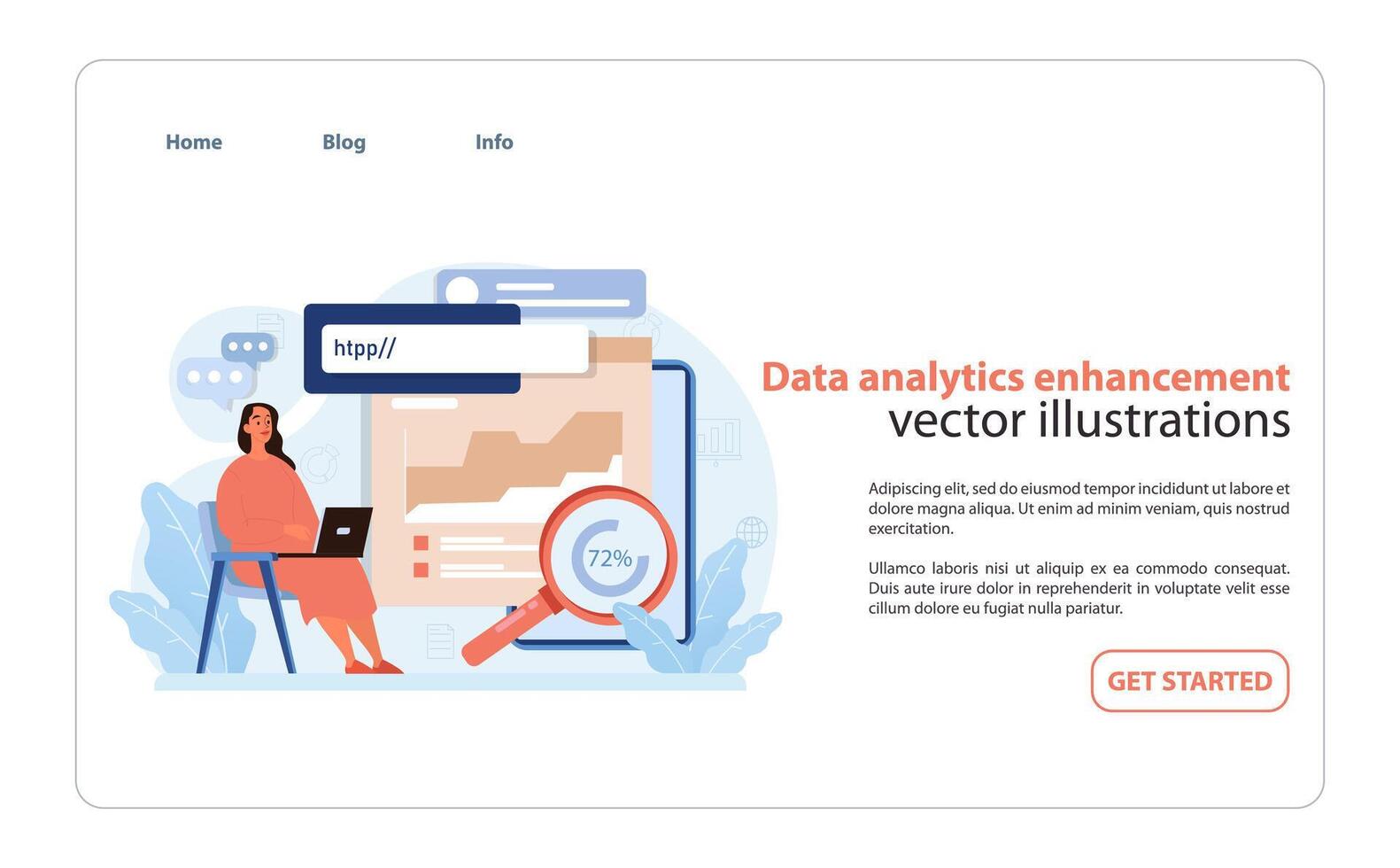 datos analítica mejora. profesional analizando datos tendencias vector