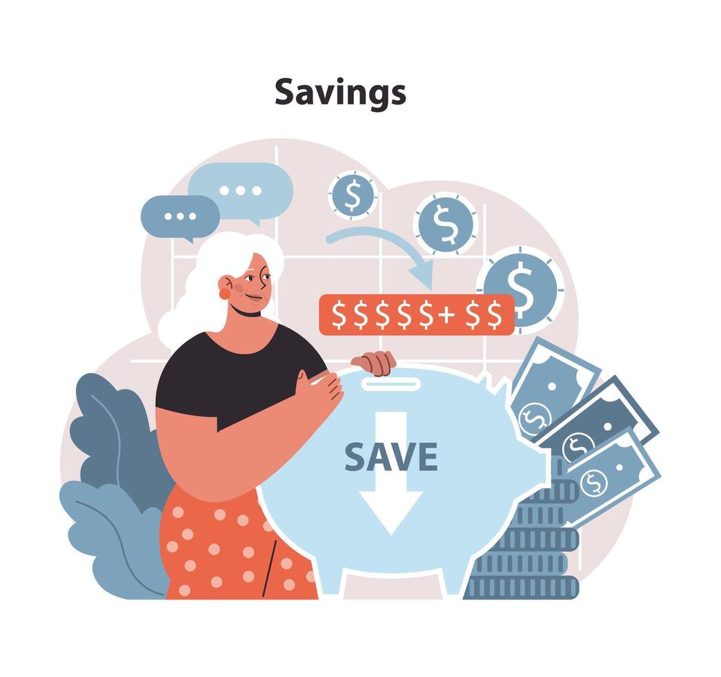 Savings Strategy Concept. Smart deposit habits leading to significant nest egg growth. vector