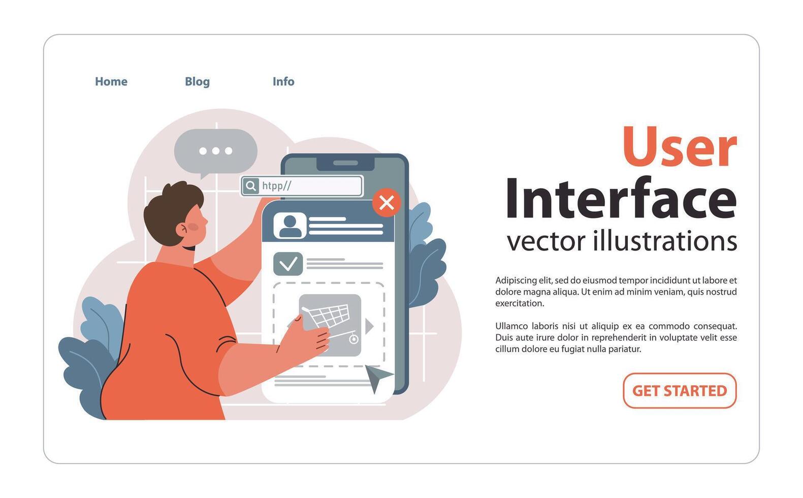 web hojeada y usuario interfaz concepto. plano vector ilustración