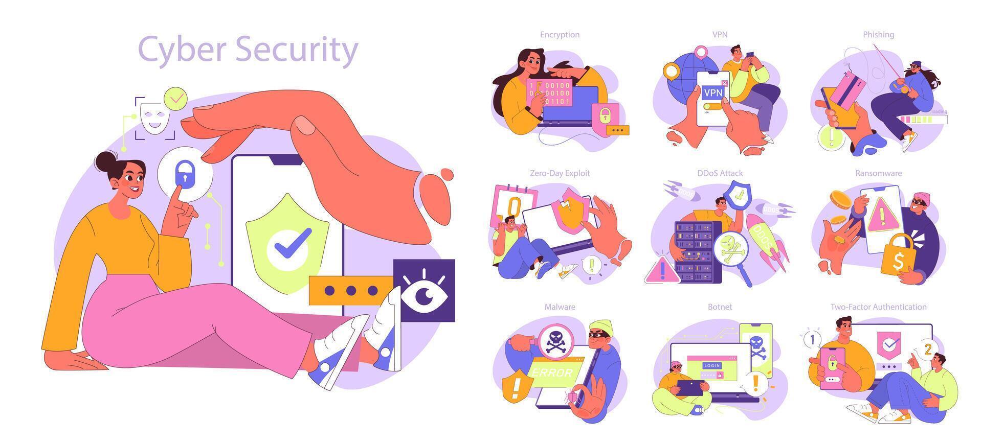 Vector illustration emphasizing cyber security