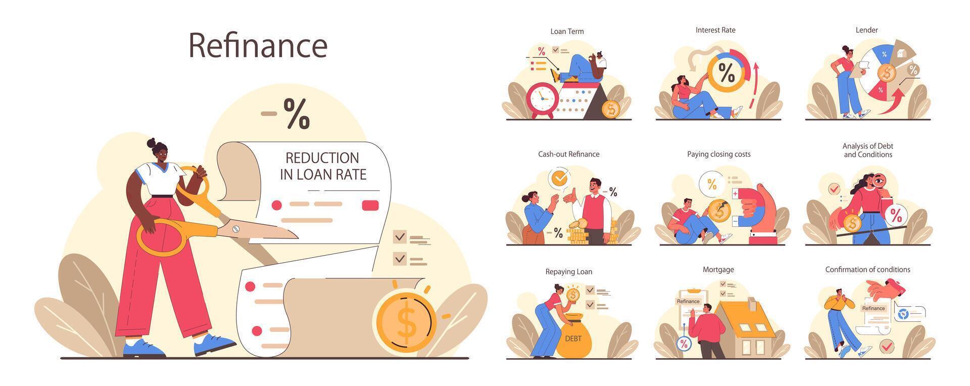 refinanciar proceso colocar. préstamo Velocidad reducción a prestador acuerdos. vector