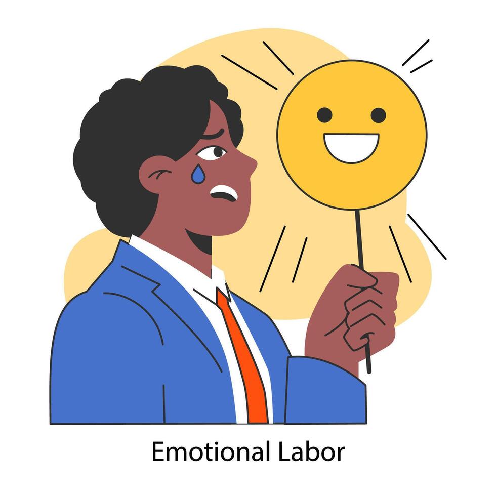 Emotional labor. Emotions expression and mood regulation skill. Deep vector
