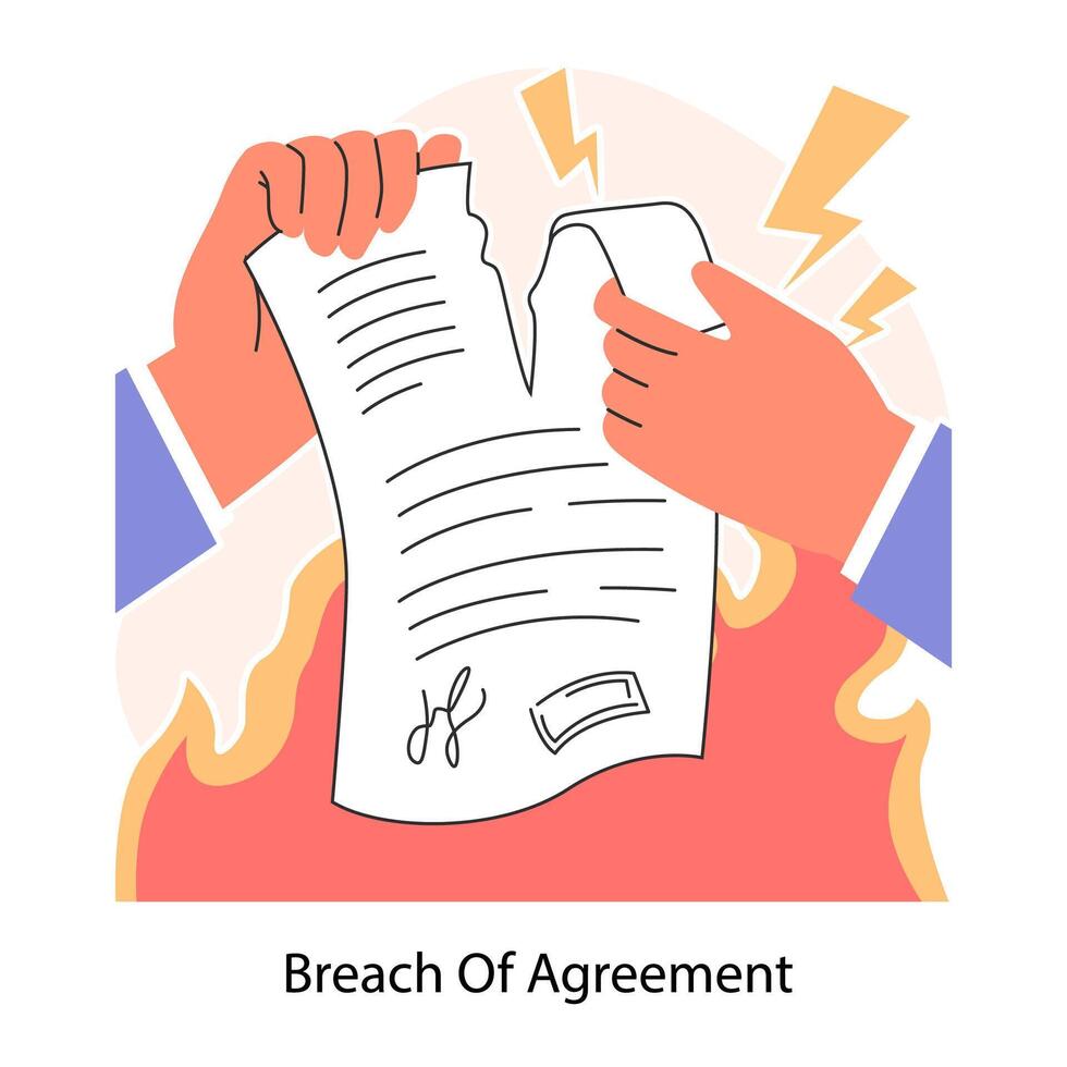 Breach of contract. Business deal or agreement. Business partners interests vector