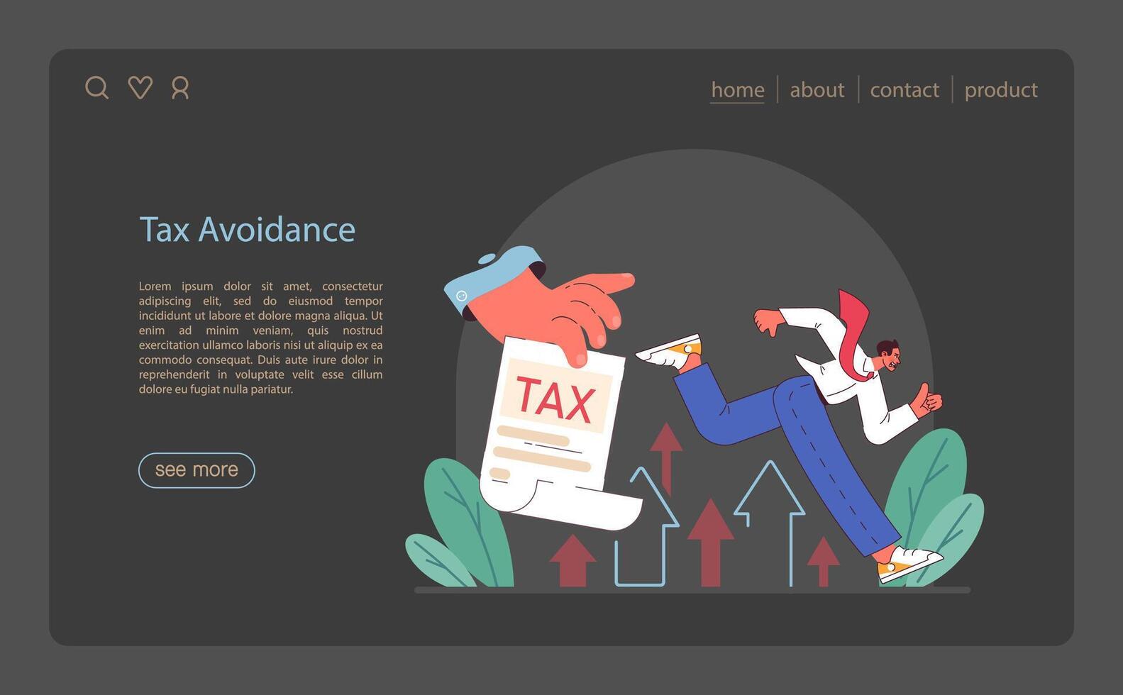 Tax avoidance web banner or landing page dark or night mode. Financial vector