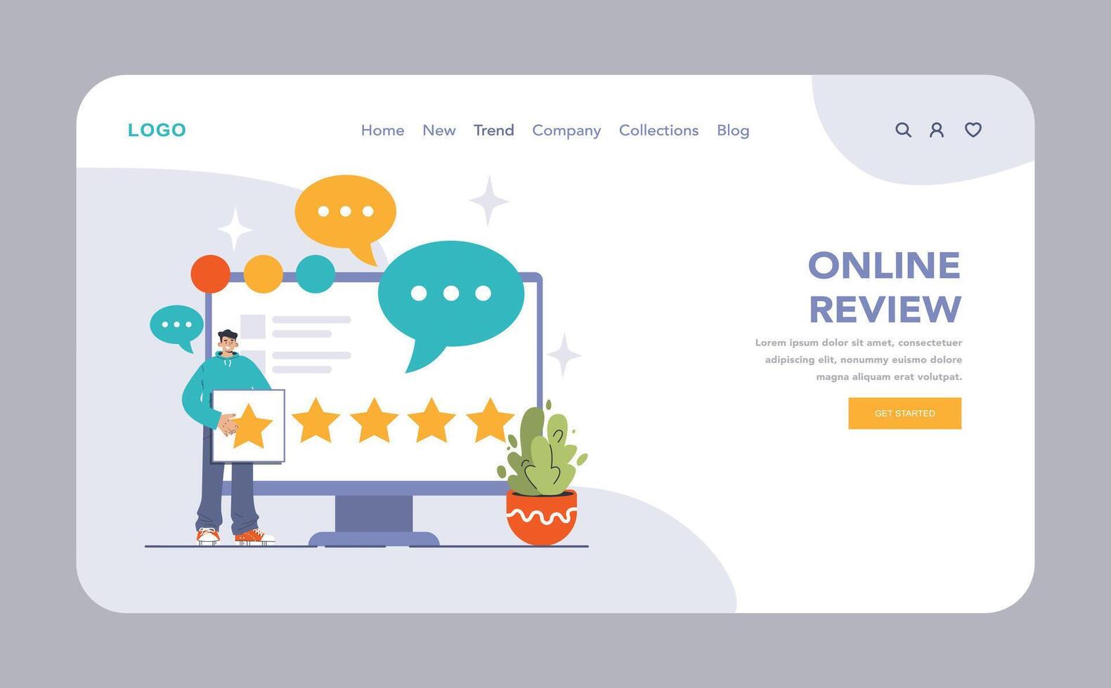 Customer feedback web banner or landing page. Consumer reviews vector