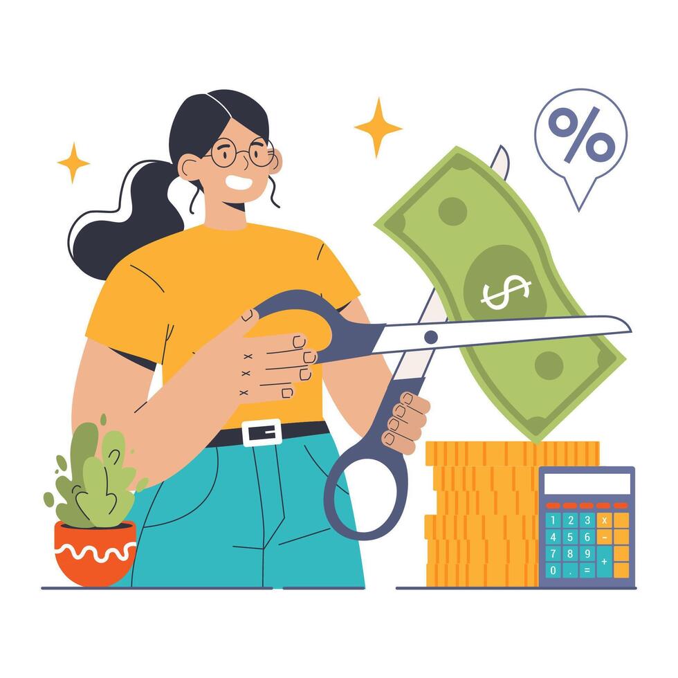 Tax optimization. Financial efficiency, budgeting and economy idea. vector