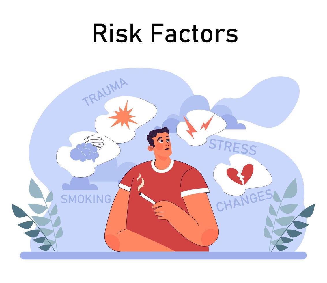 Panic attack. Mental health disorder. Phobia, frustration and constant vector