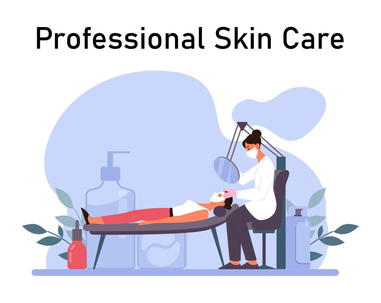 protección de la piel rutina. facial piel cosmético productos aplicando y profesional vector