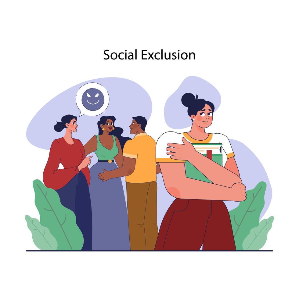 Bullying. Upset victim being bullied and shamed by others. Harassment vector