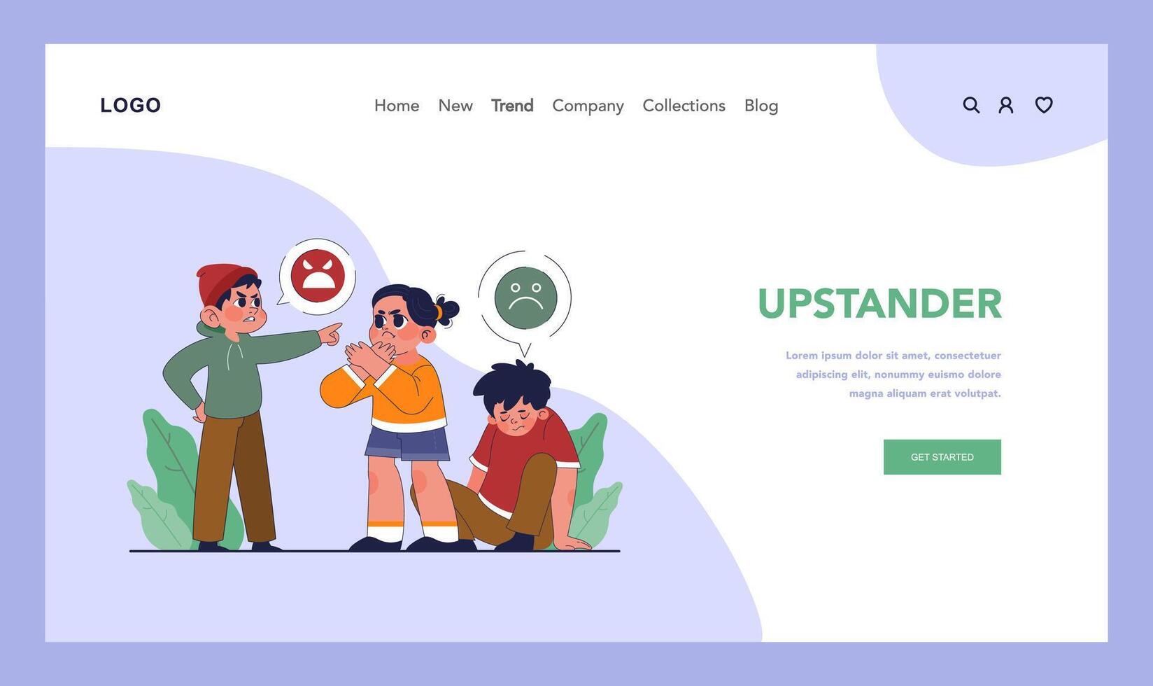 School bullying web banner or landing page. Friend defending vector