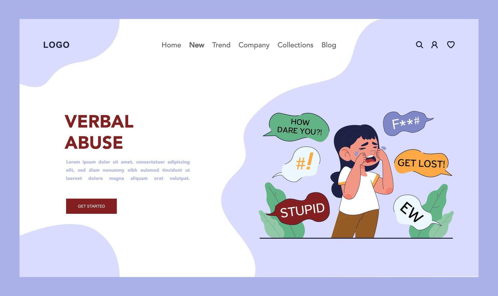 Bullying web banner or landing page. Upset victim being bullied vector