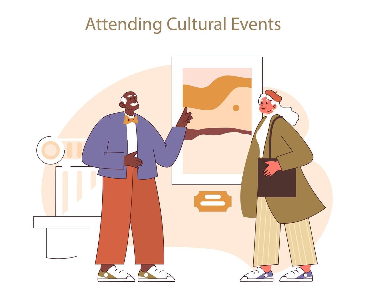 asistiendo cultural eventos concepto. vector