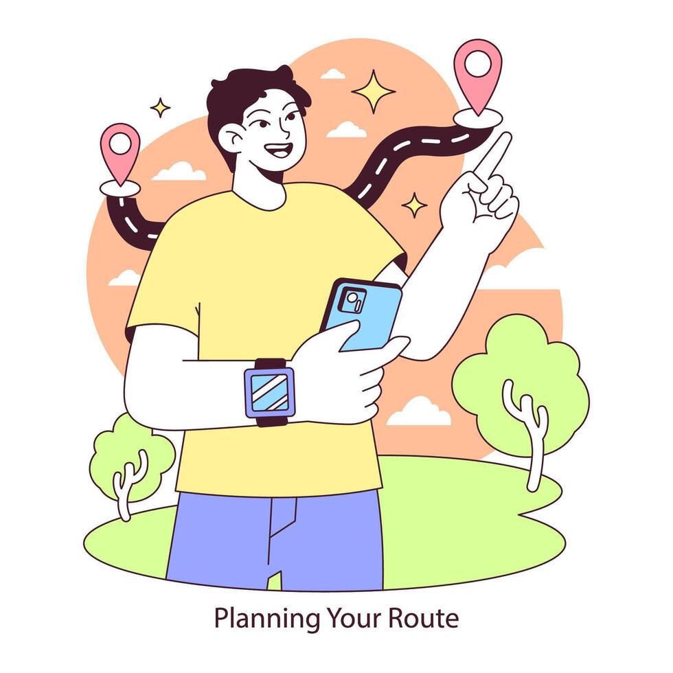 Route planning concept. Flat vector illustration.