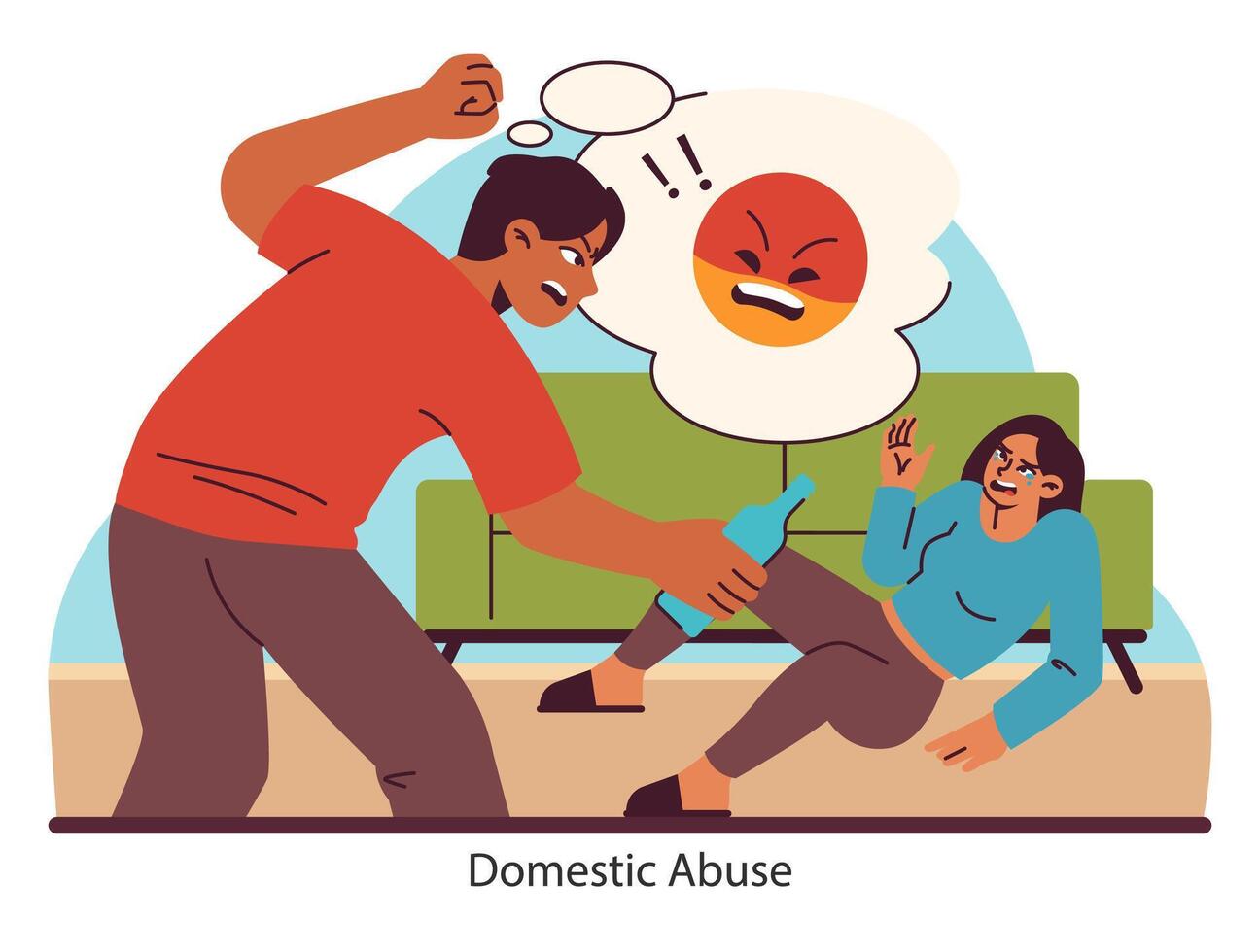 Home conflict. Flat vector illustration.