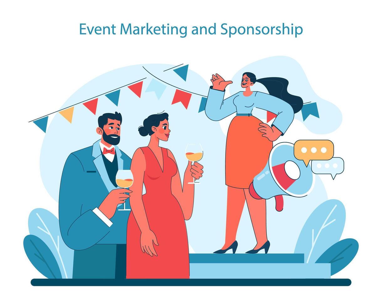 Event Marketing and Sponsorship concept. Enhancing brand presence vector