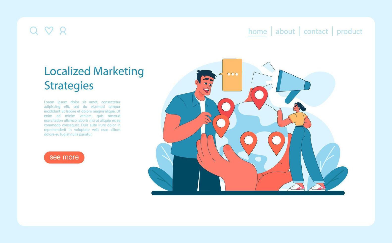 Localized Marketing Strategies concept. Tailoring campaigns to regional preferences. vector