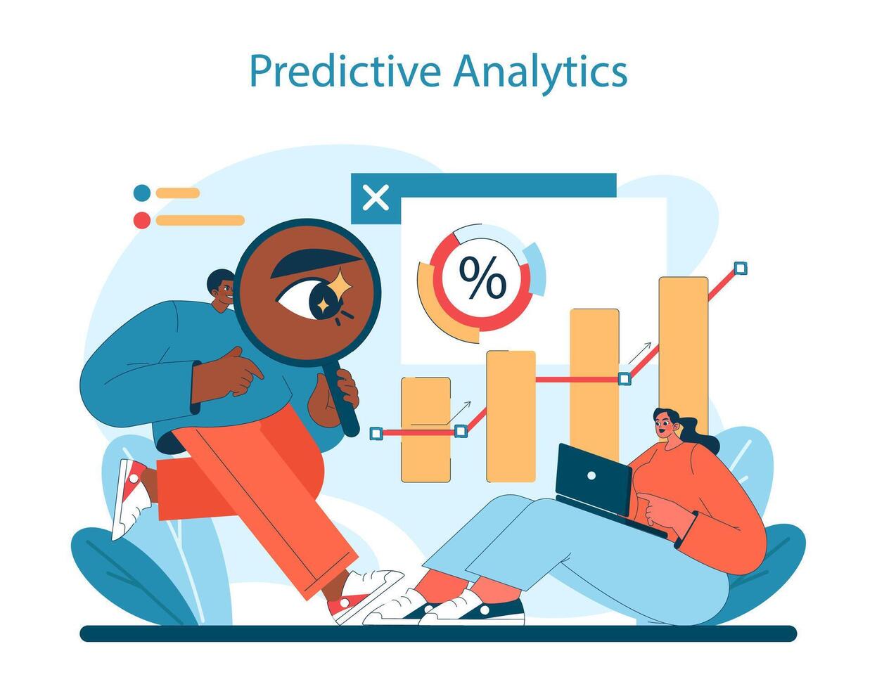 Marketing 5.0 concept. Insightful analysis and trend prediction through advanced analytics vector