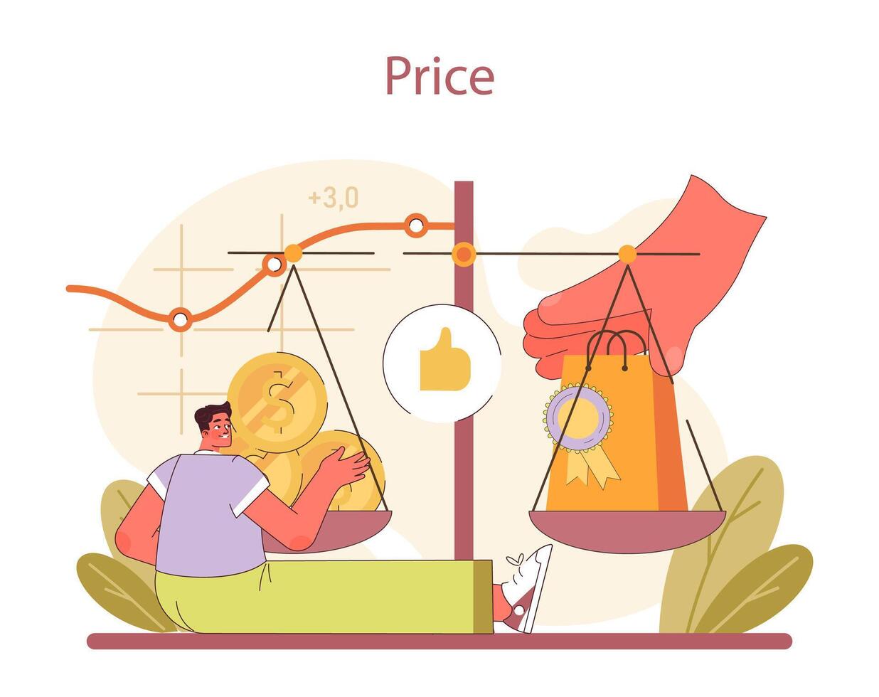 Pricing strategy analysis. Balancing cost and value to optimize profitability. vector