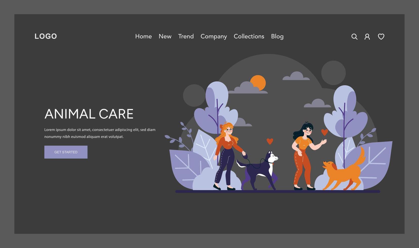 Vibrant depiction of joyful pet ownership, with a loving family engaging with their loyal dogs vector
