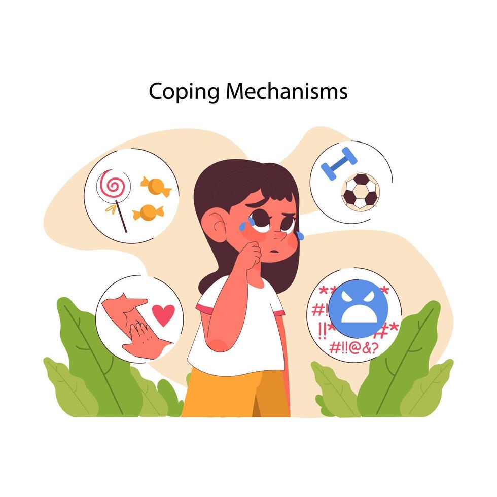 Coping mechanisms concept. Flat vector illustration.