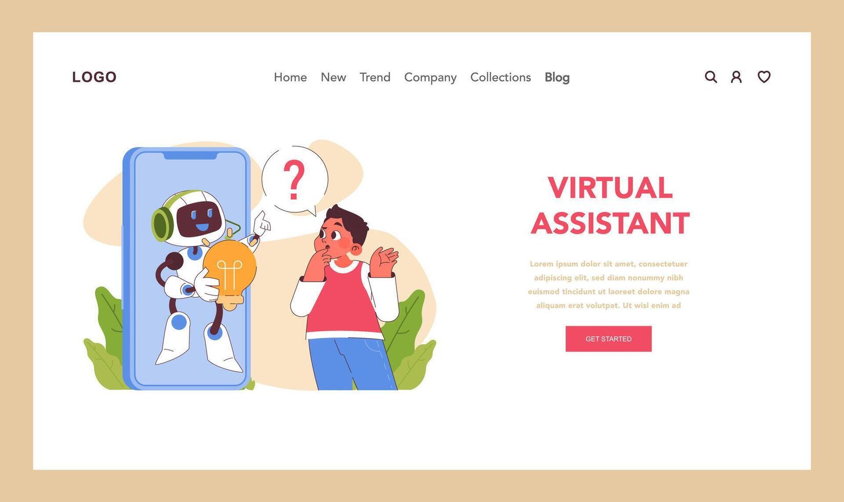 Virtual Assistant concept. Flat vector illustration