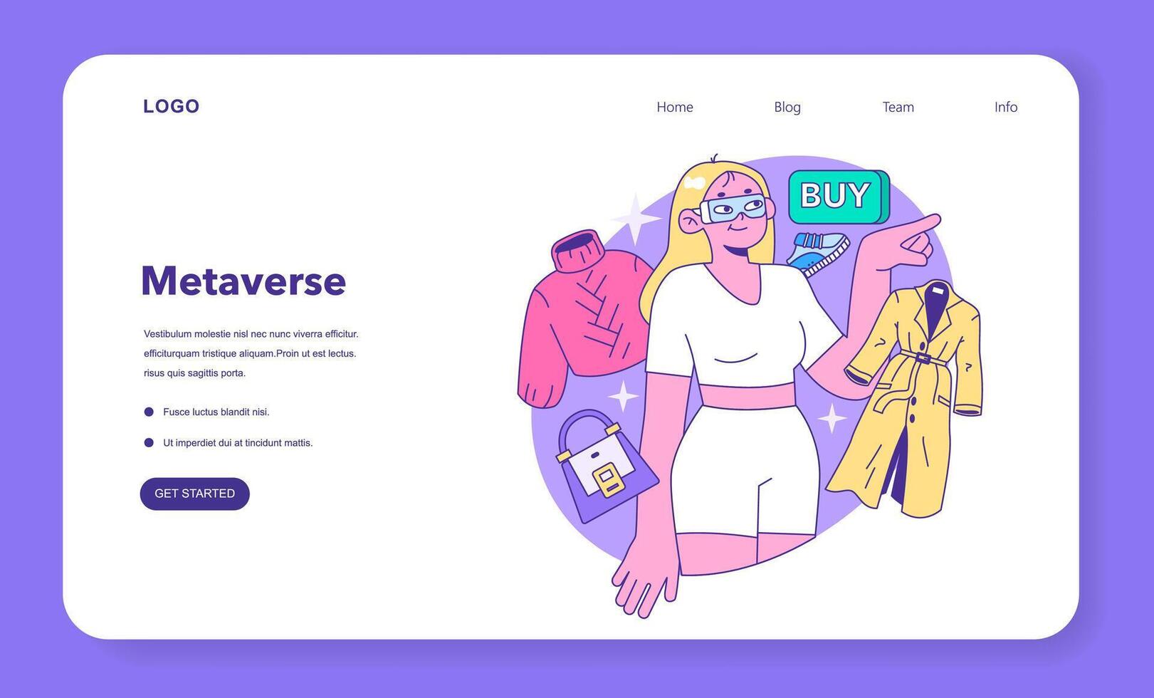 Metaverse web banner or landing page. VR futuristic technology. vector