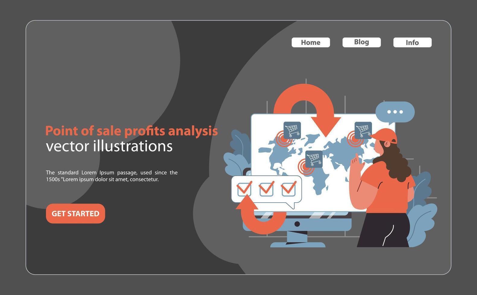 Point of Sale Profits Analysis. Visual representation of global sales data and profitability tracking. vector