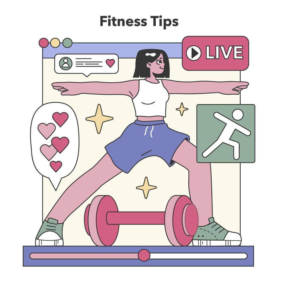 Fitness Tips theme. Flat vector illustration