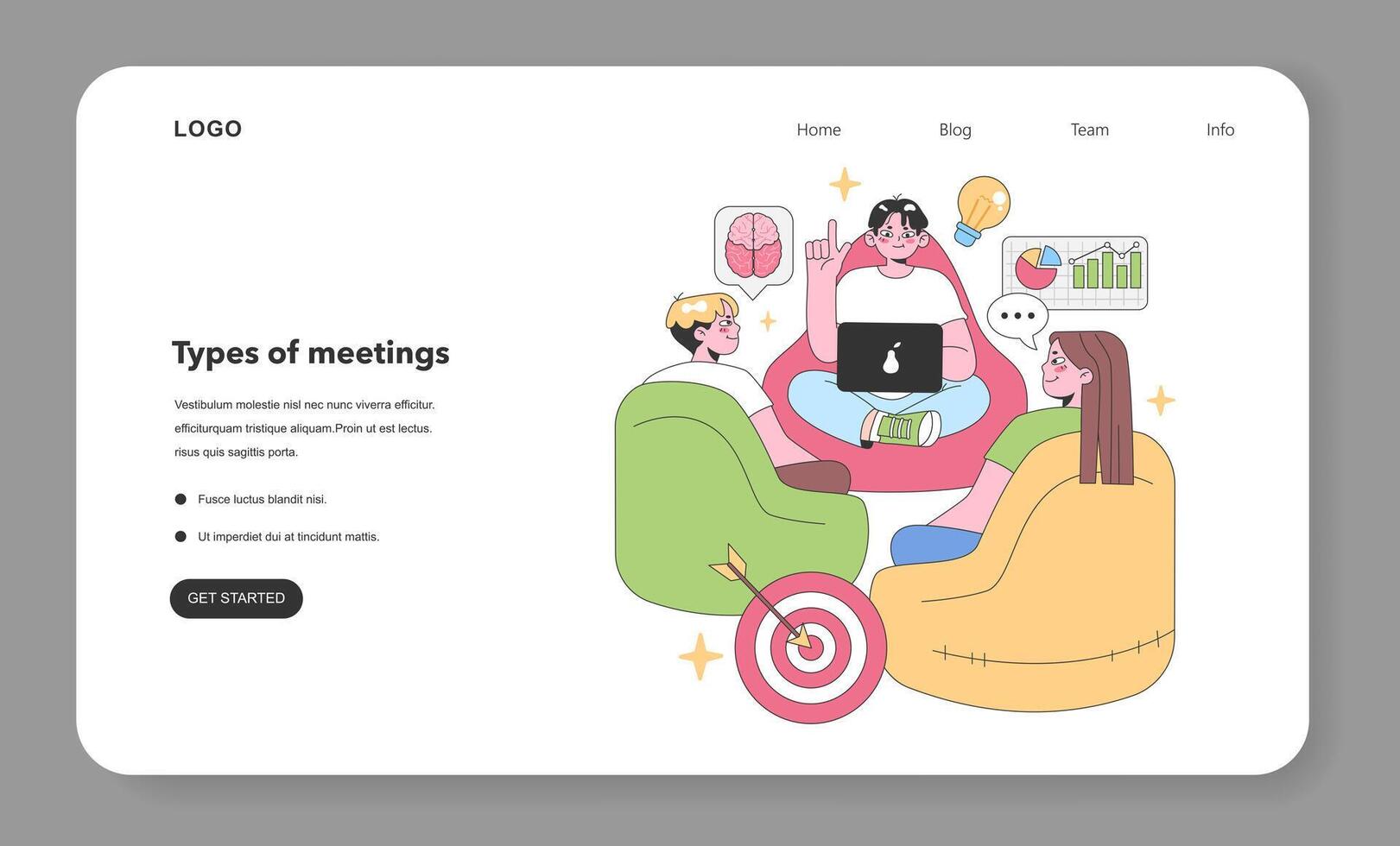 A group in a cozy brainstorming session. Flat vector illustration