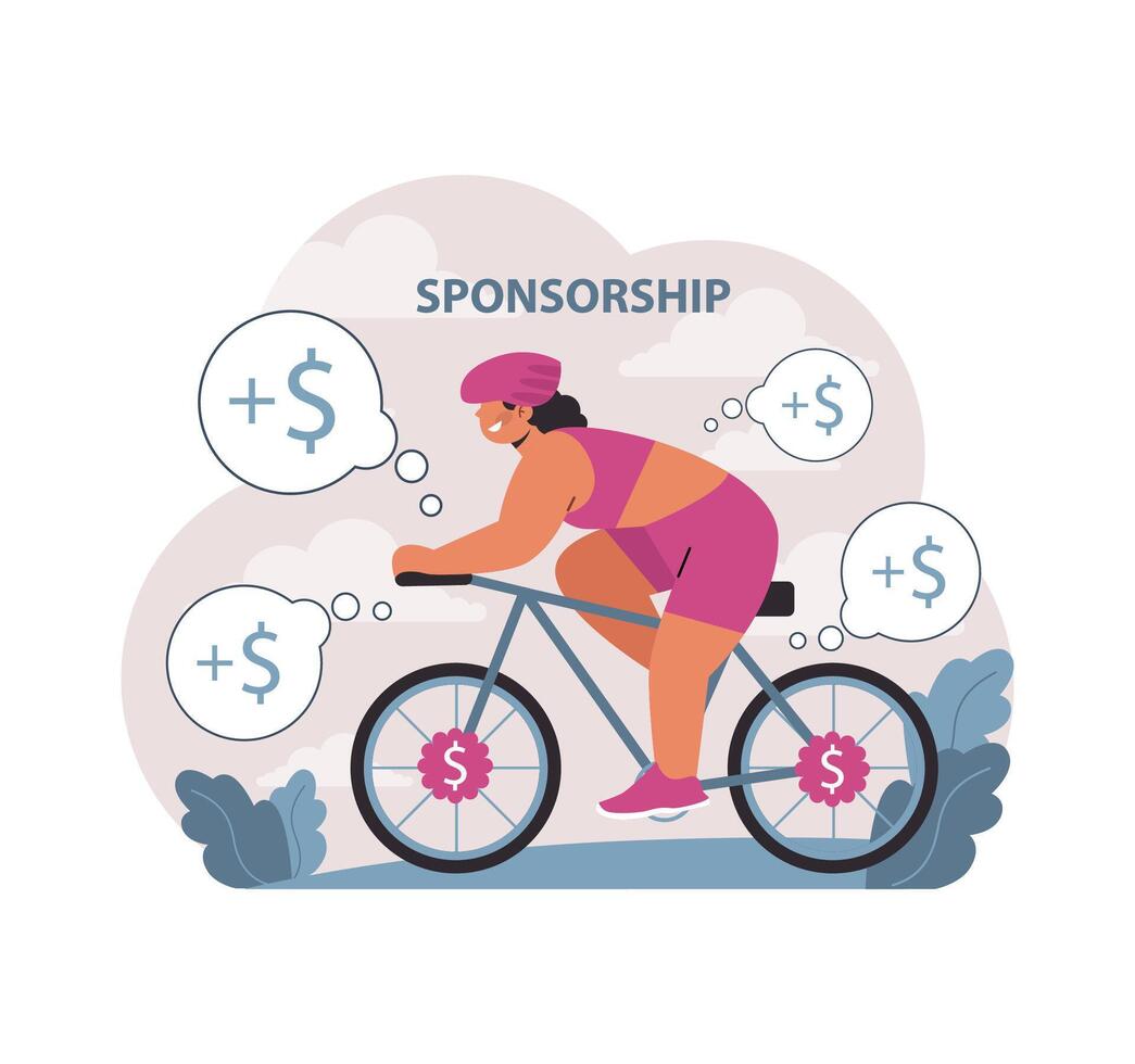 Athlete cycling concept. Flat vector illustration