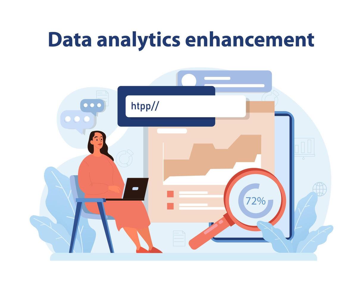 datos analítica mejora. profesional analizando datos tendencias vector