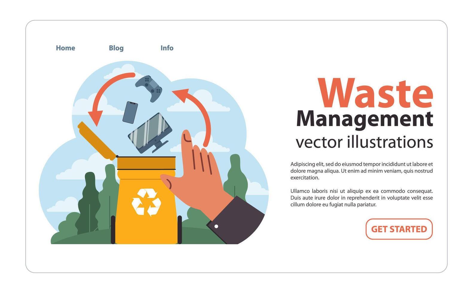 E-waste recycling initiative. Flat vector illustration