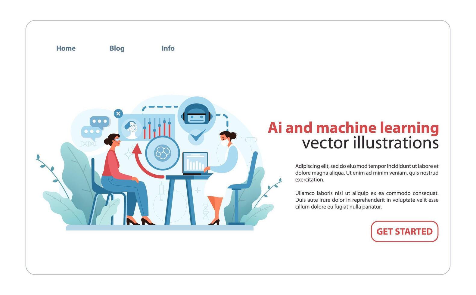 ai y máquina aprendizaje en protección de la piel ilustración. revolucionando belleza con basado en datos diagnósticos vector