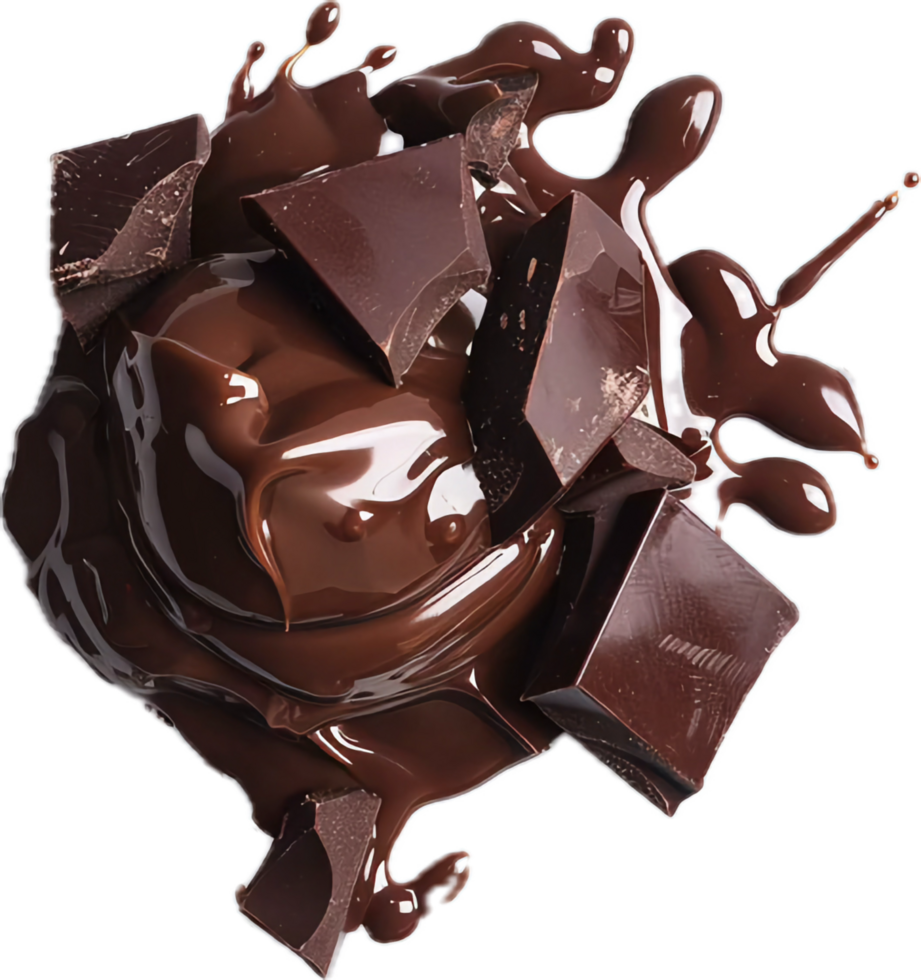 AI generated Melted Chocolate and Chunks Splashing png