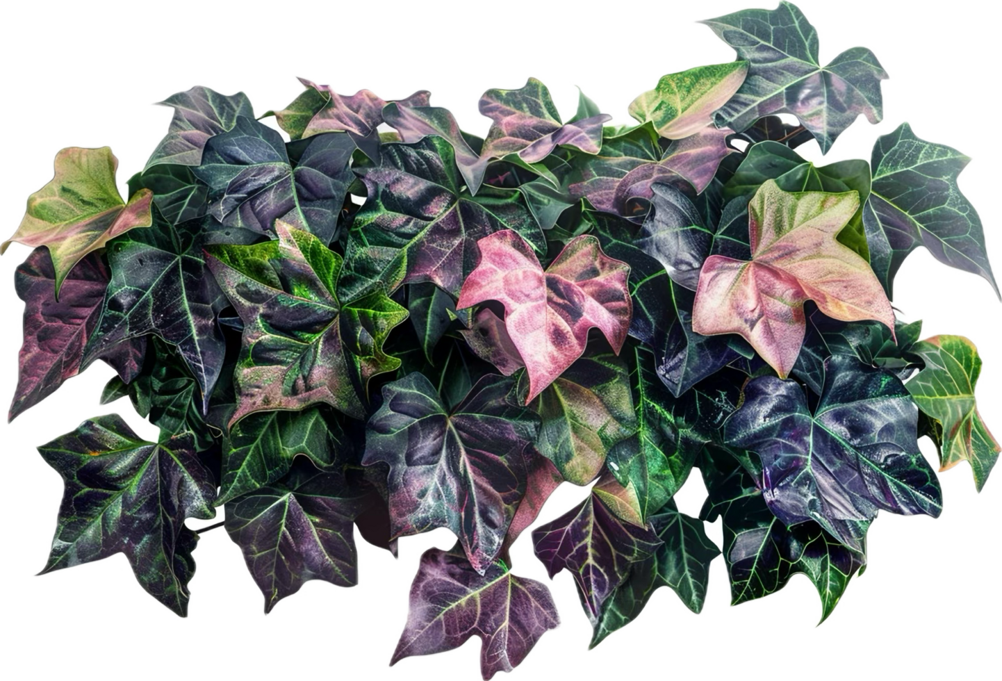 AI generated Variegated Ivy Leaves Against png