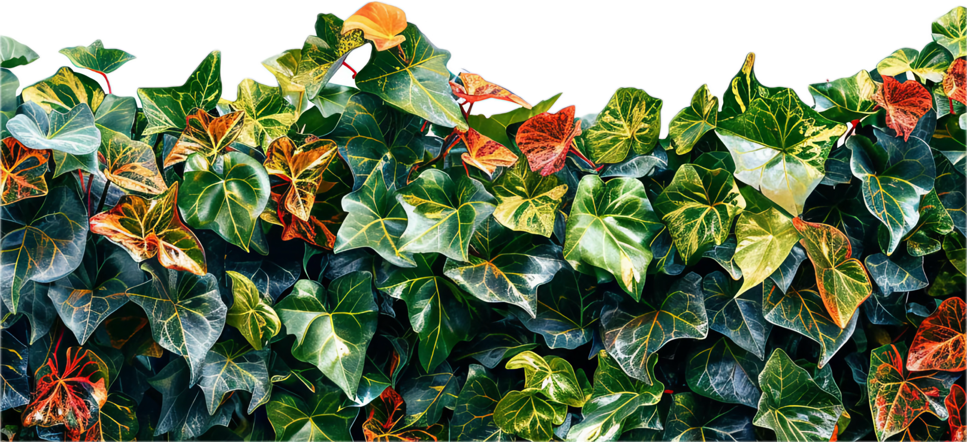 AI generated Variegated Ivy Leaves Against png