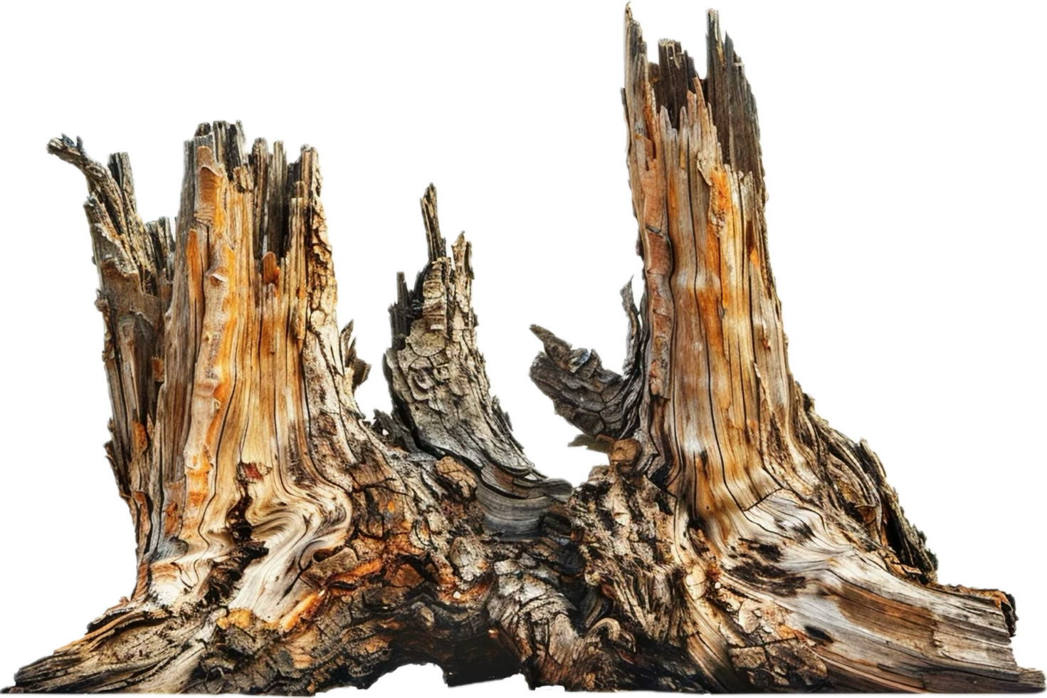 AI generated Weathered Log with Peeling Bark Texture png