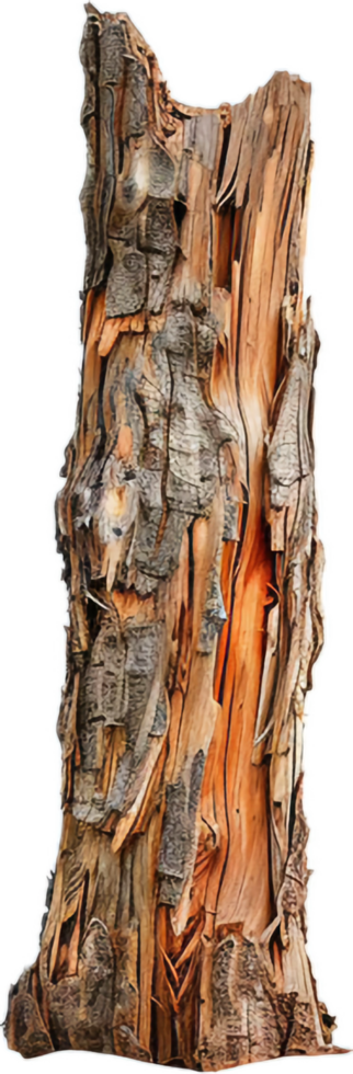 AI generated Weathered Log with Peeling Bark Texture png