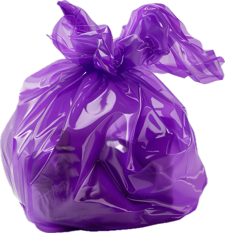 AI generated Tied Purple Plastic Garbage Bag png