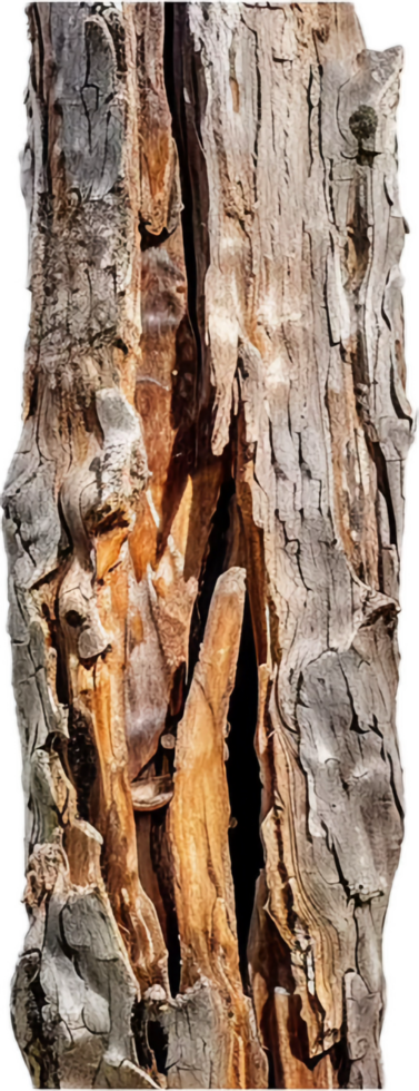 AI generated Weathered Log with Peeling Bark Texture png