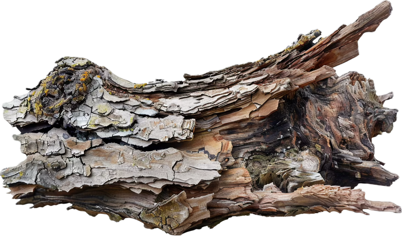 AI generated Weathered Log with Peeling Bark Texture png