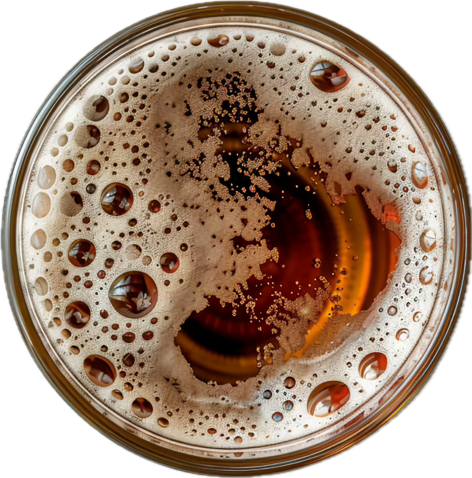 AI generated Top View of Fresh Beer with Foam and Bubbles png