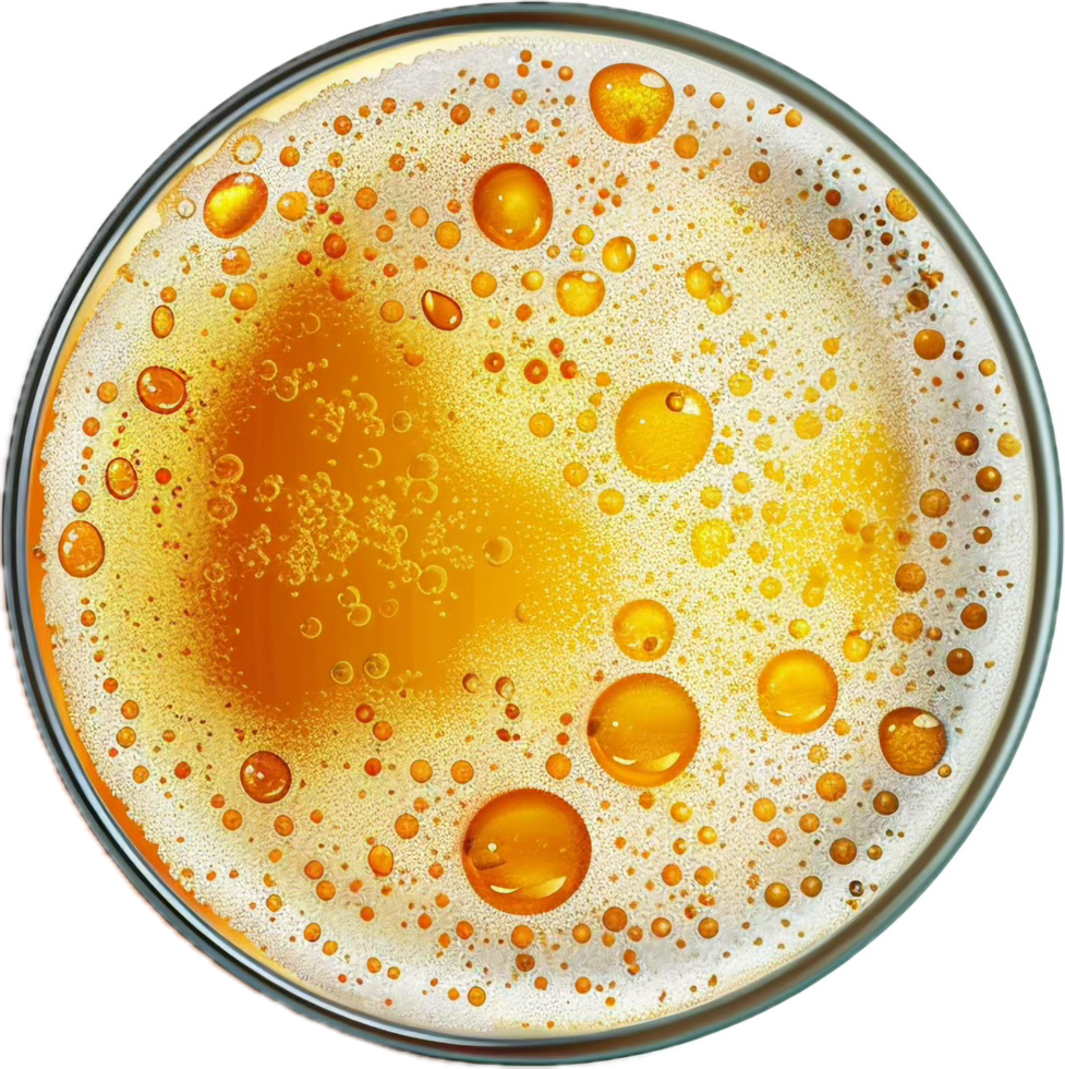 AI generated Top View of Fresh Beer with Foam and Bubbles png