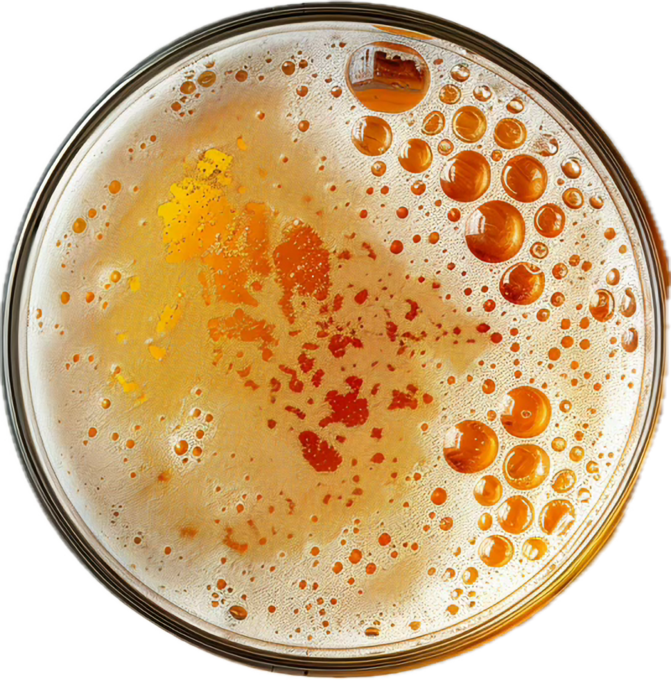 AI generated Top View of Fresh Beer with Foam and Bubbles png