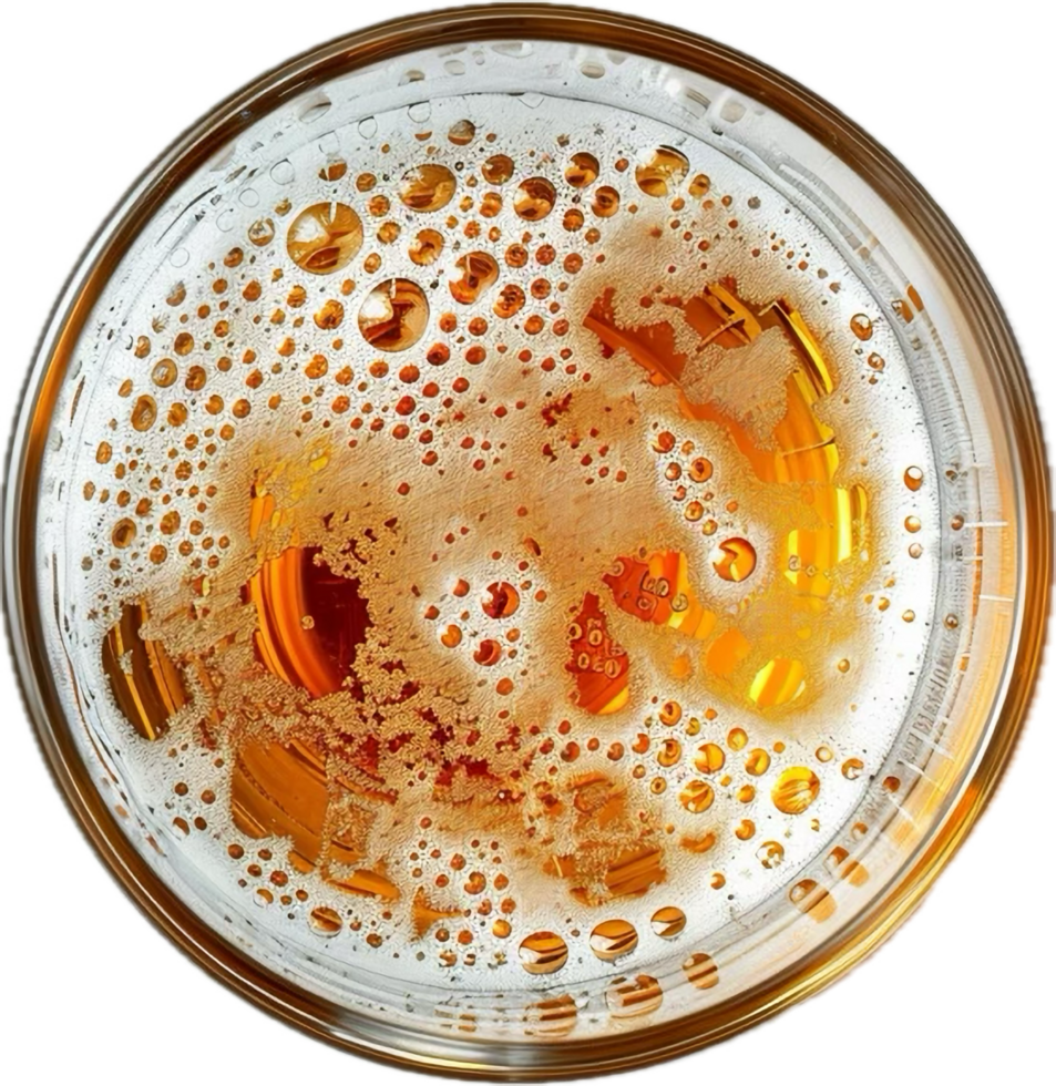 AI generated Top View of Fresh Beer with Foam and Bubbles png