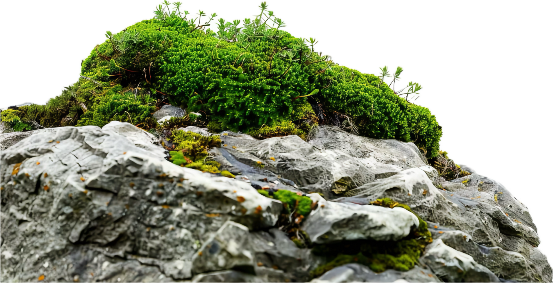 AI generated Rock Formation with Green Vegetation png