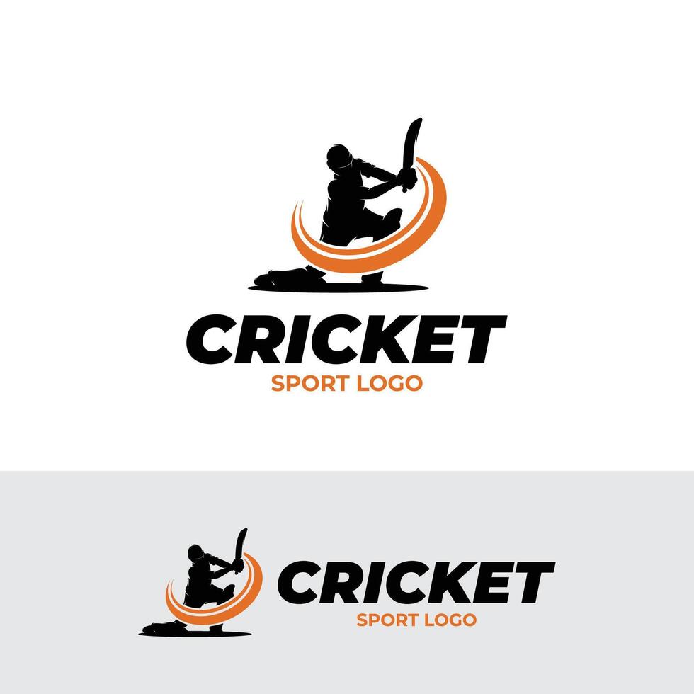 Cricket player logo design template vector