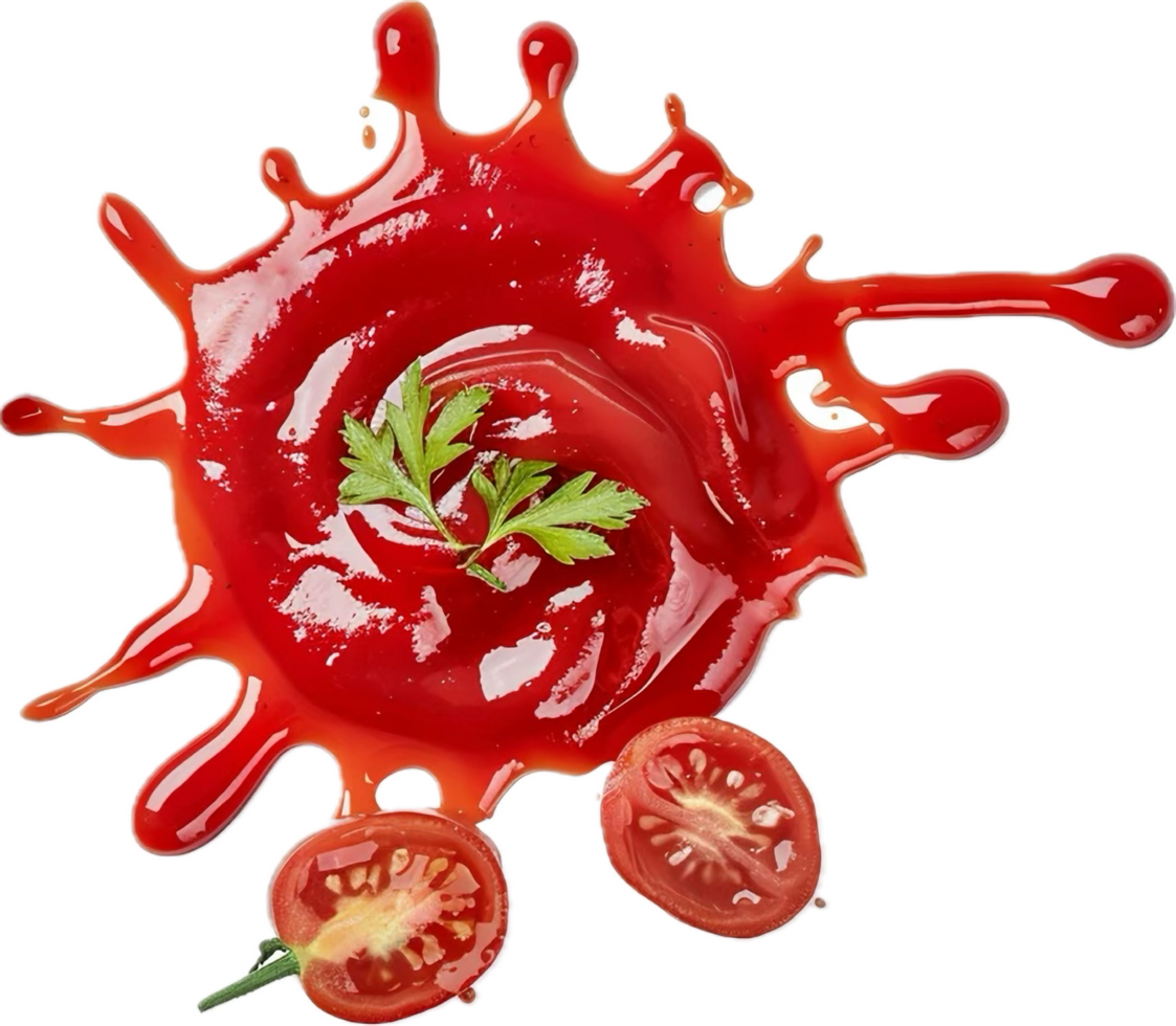 AI generated Tomato Splash with Fresh Parsley and Slices png